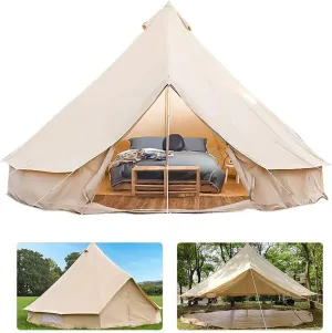 Bell Tent Indian Tent Diameter 3M/4M/5M/6M Cotton Canvas Waterproof Large Family Tents 4 Season Outdoors Yurt Bell Tent Glamping for Camping