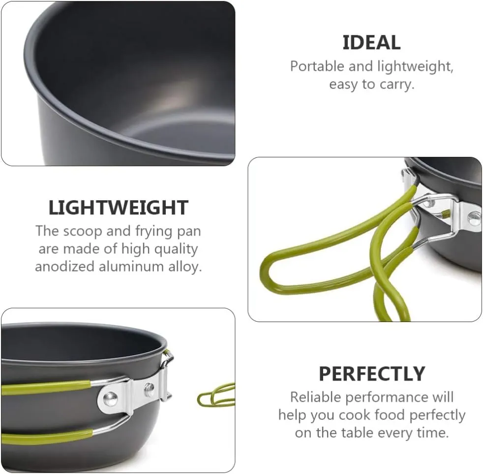 BESPORTBLE 2 Sets Camping Pan Set Aluminum Alloy Cooking Pot Backpack Travel