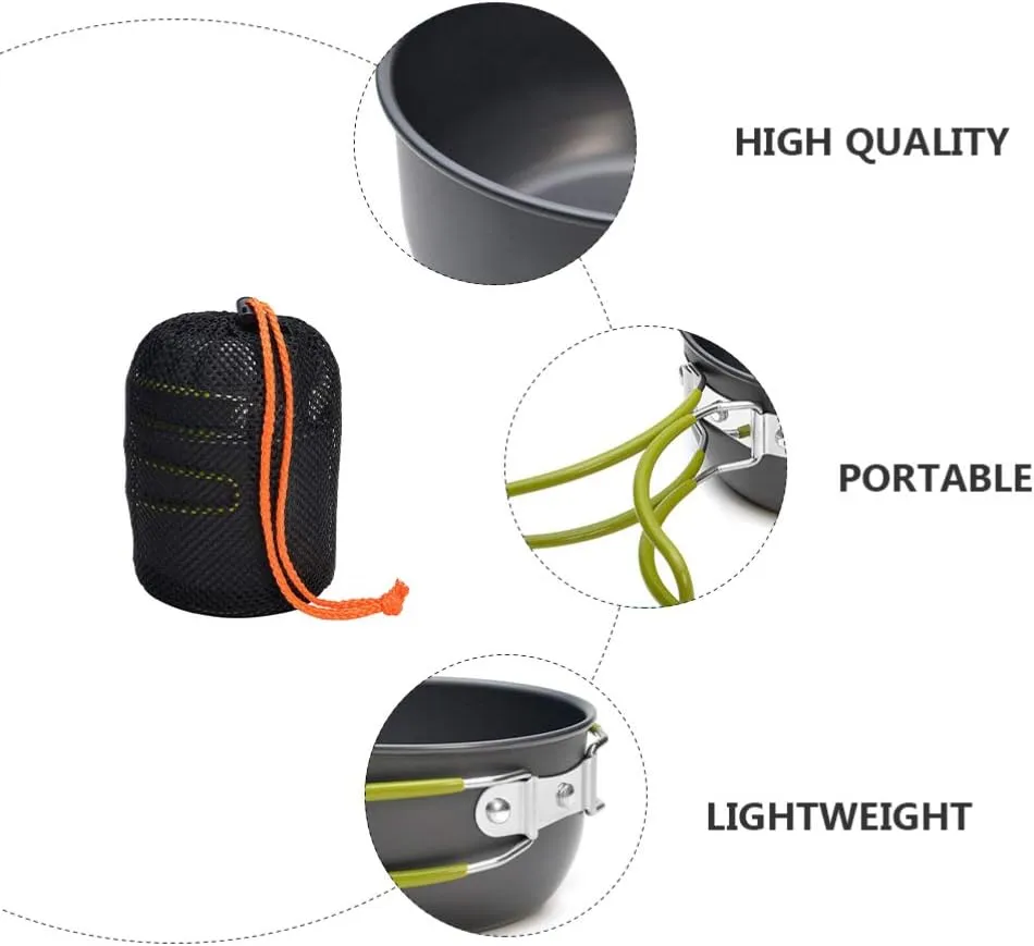 BESPORTBLE 2 Sets Camping Pan Set Aluminum Alloy Cooking Pot Backpack Travel