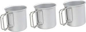 BESPORTBLE 3pcs Korean Makgeolli Bowl Camping Cup Titanium Metal Hiking Mugs Collapsible Handle
