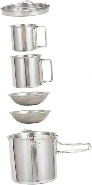 BESPORTBLE Picnic Cookware Set Collapsible Camping Kettle Bowls Cutlery Cups Stainless Steel Outdoor Durable Easy Hiking