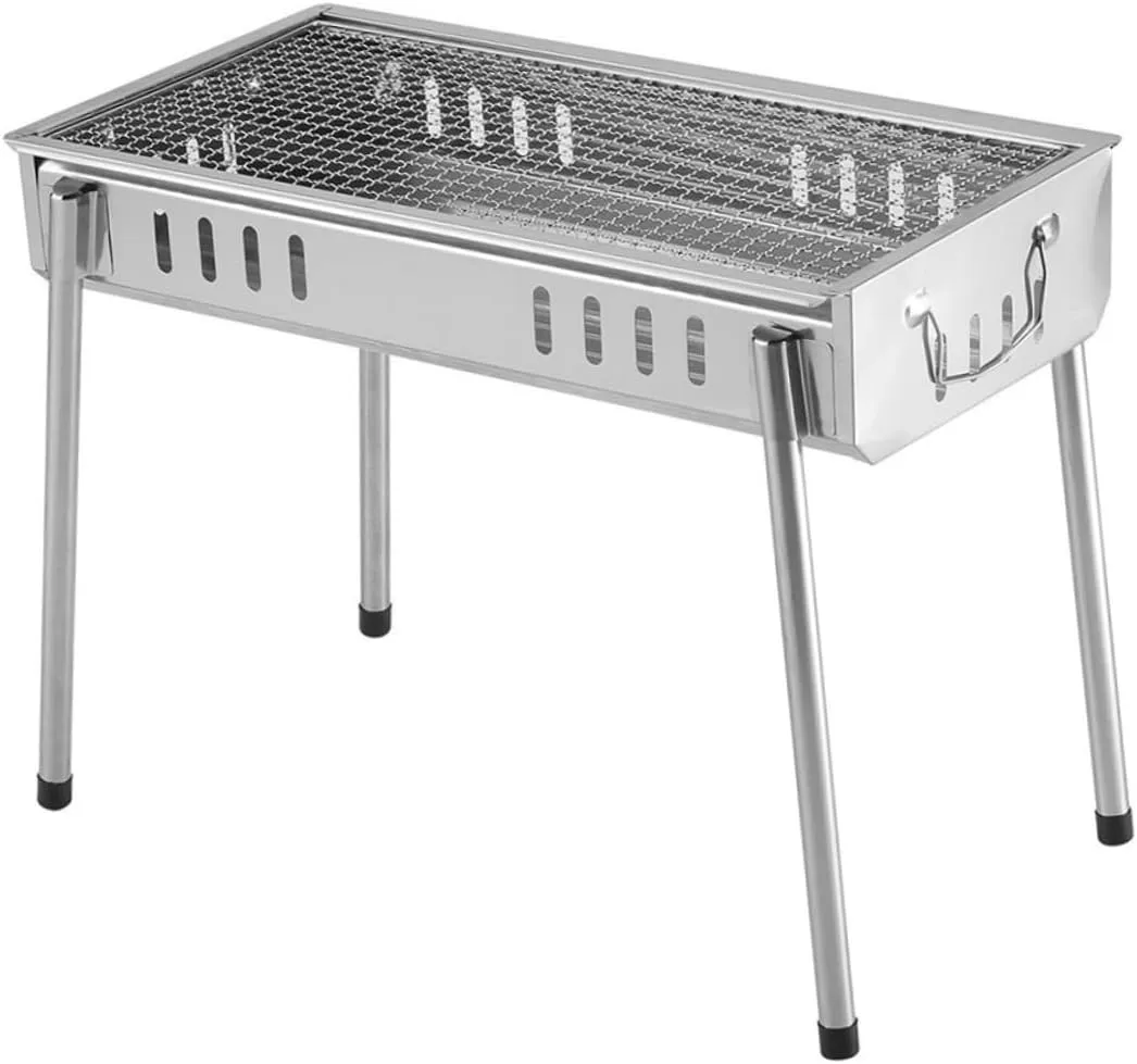 BESPORTBLE Portable Barbecue Grill Medium Size Easy Assembly Stainless Steel Bbq Cooking Grid Barbecue Rack Camping Accessory