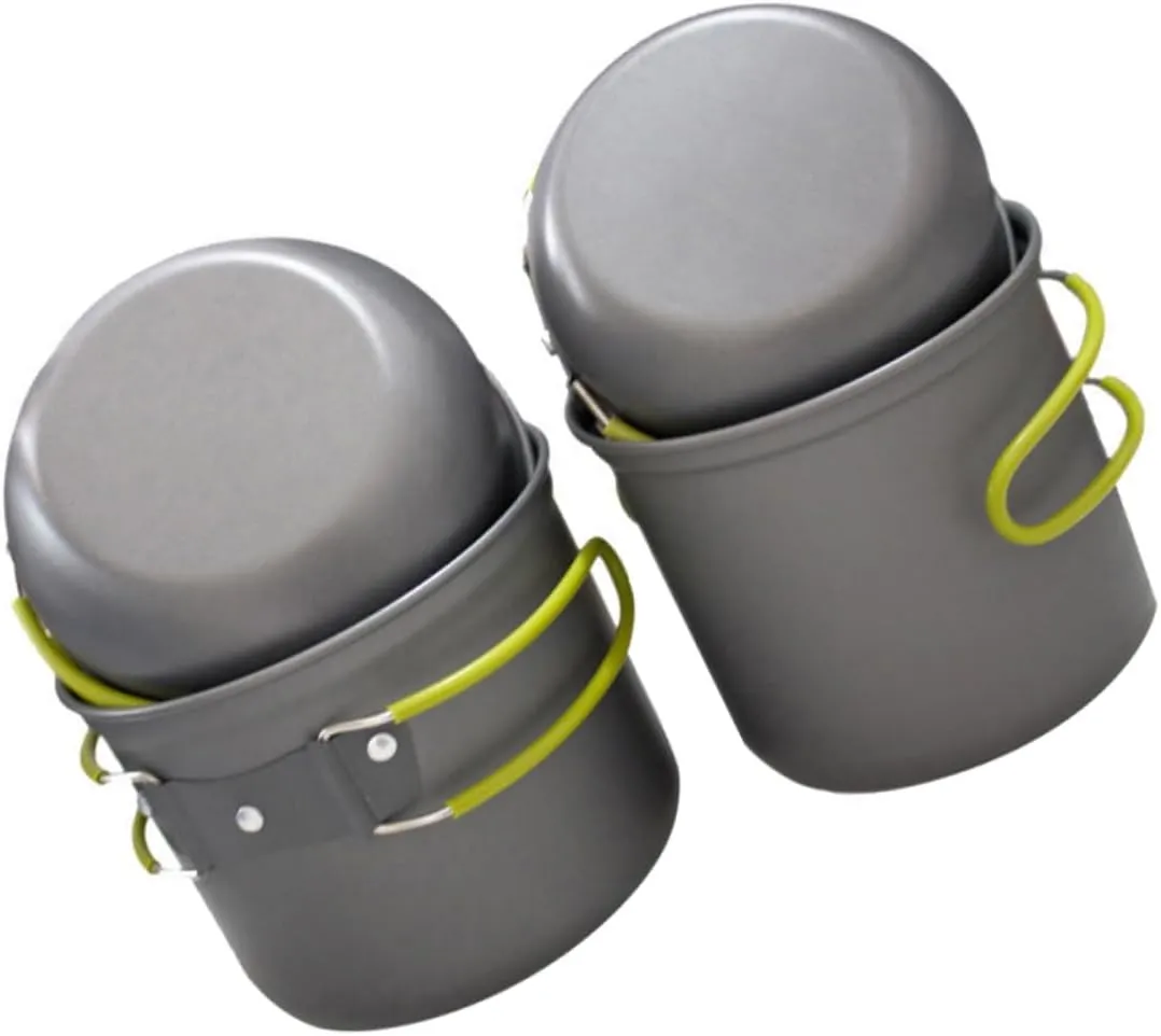 BESPORTBLE Portable Outdoor Cookware Aluminum Oxide Camping Pot Set Complete Picnic Cooking Utensils for Hiking BBQ