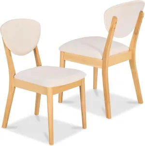 Best Choice Products Dining Chairs Set of 2, Mid-Century Modern Upholstered Wood, Armless w/Seat Cushion, Padded Backrest - Oak/Cream