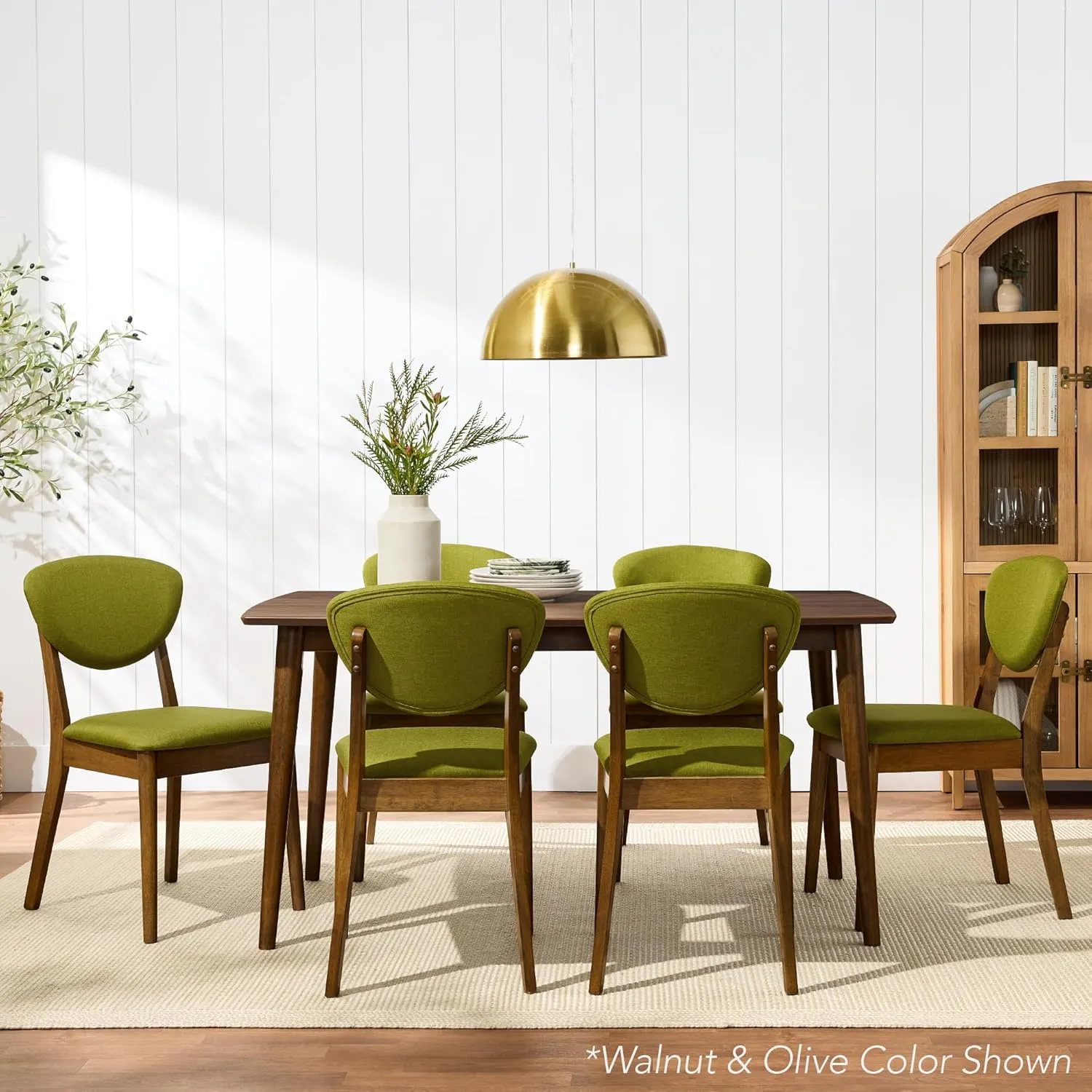 Best Choice Products Dining Chairs Set of 2, Mid-Century Modern Upholstered Wood, Armless w/Seat Cushion, Padded Backrest - Oak/Cream