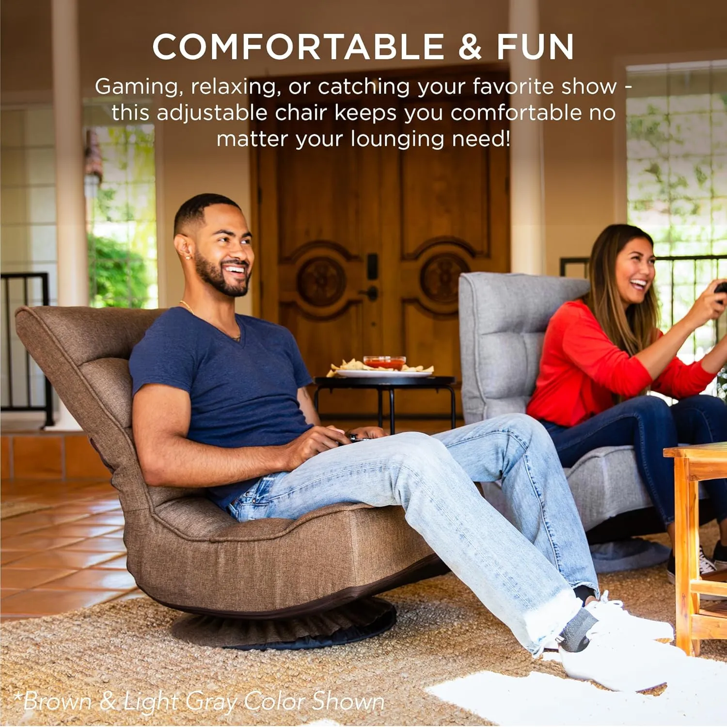 Best Choice Products Reclining Folding Floor Gaming Chair for Home, Office, Lounging, Reading w/ 360-Degree Swivel, 4 Adjustable Positions, Tufted Cushions - Lavender