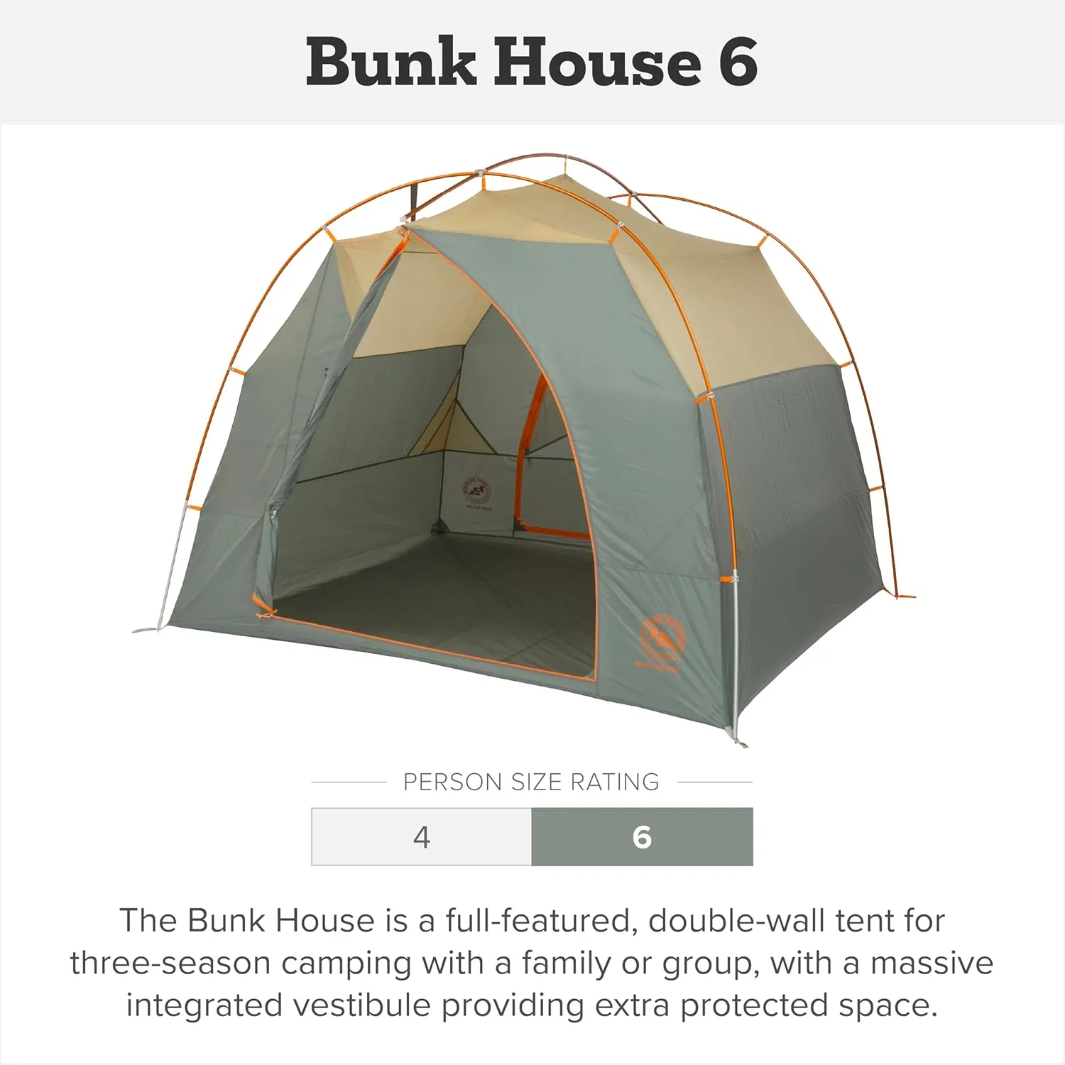 Big Agnes Bunk House - Large Family Tent, 3 Season Waterproof Backpacking Gear, Easy Set Up for Groups