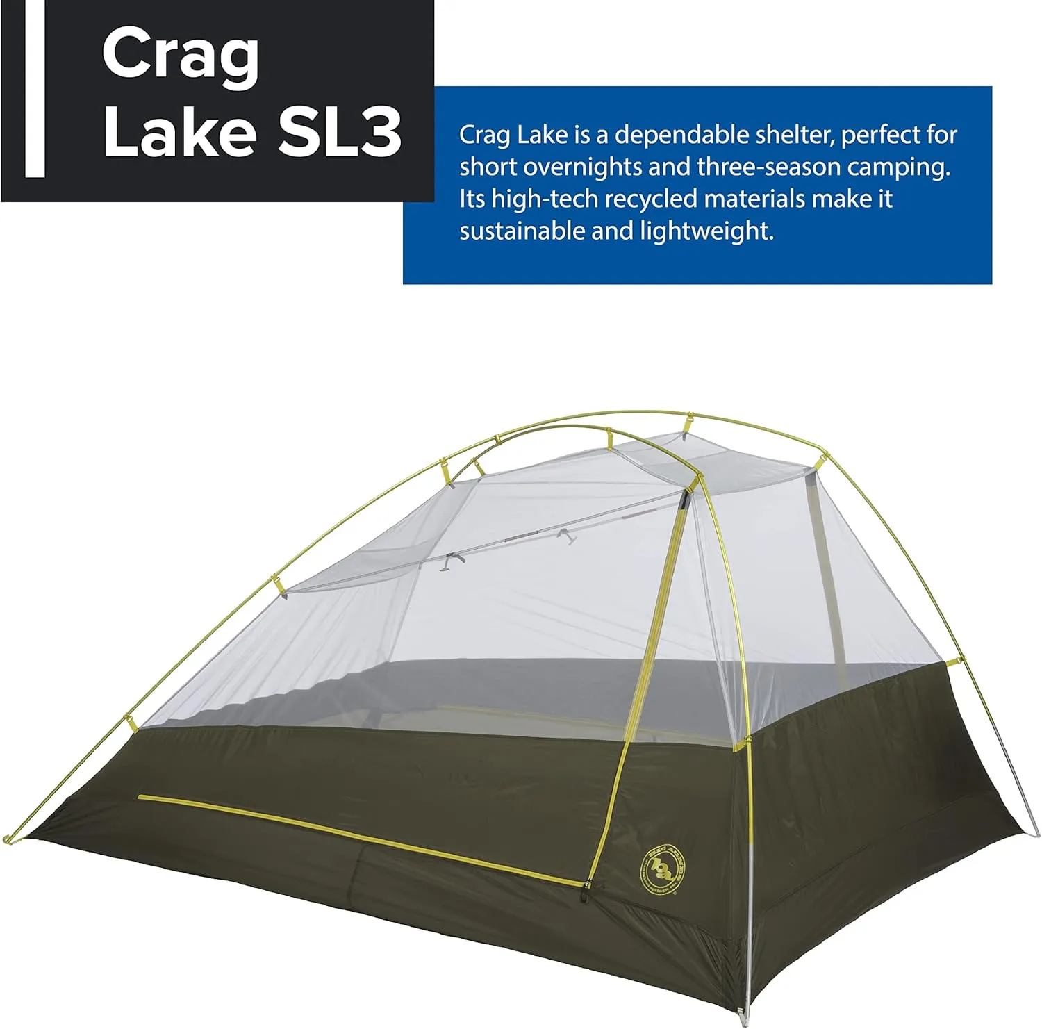 Big Agnes Crag Lake SL2 & SL3 | Three Season, Freestanding, Sustainably-Produced Superlight Tent