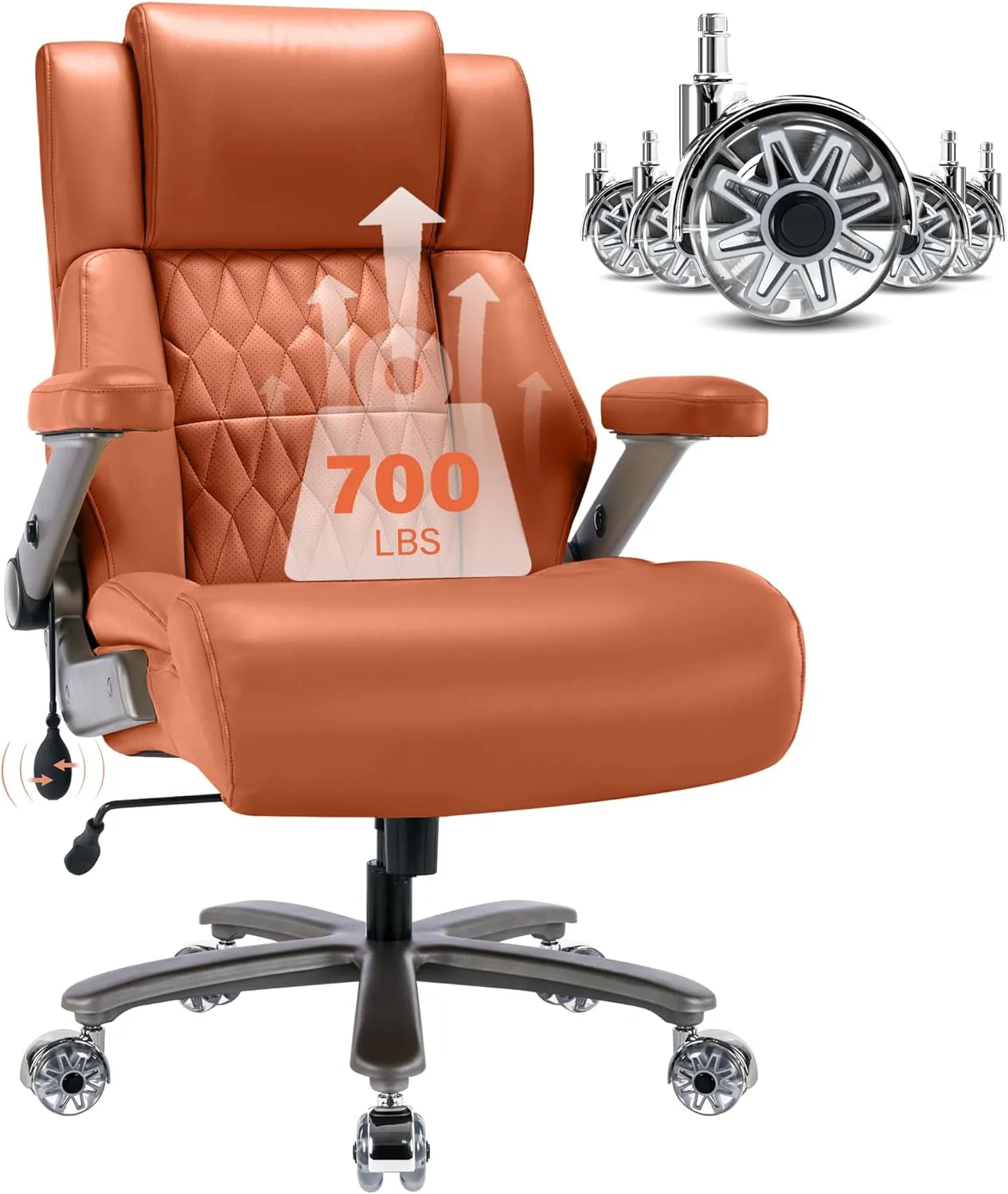 Big and Tall 700lbs Office Chair - Adjustable Lumbar Support 3D Flip Arms Heavy Duty Metal Base&Wheels, High Back Large Executive Computer Desk Chair, Thick Padded Ergonomic Design for Back Pain