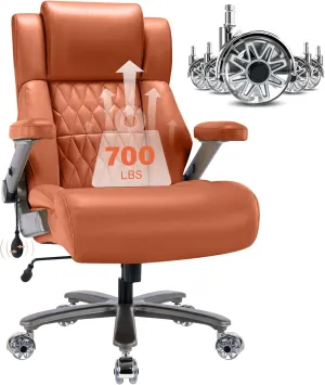 Big and Tall 700lbs Office Chair - Adjustable Lumbar Support 3D Flip Arms Heavy Duty Metal Base&Wheels, High Back Large Executive Computer Desk Chair, Thick Padded Ergonomic Design for Back Pain