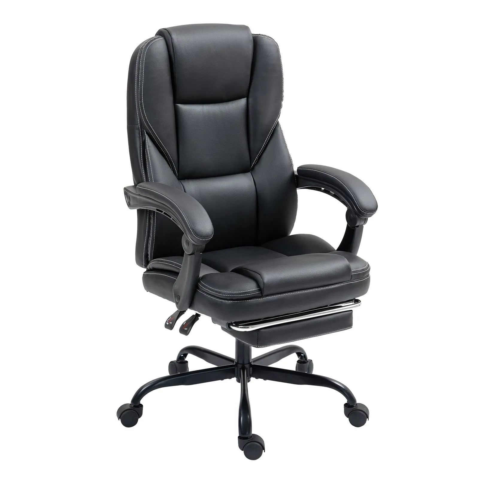 Big and Tall Executive Office Chair with Footrest, Ergonomic Computer Chair, High Back Swivel Recliner Home Reclining Chair with Lumbar Support, Height Adjustable, Padded Armrests, Rolling, Black