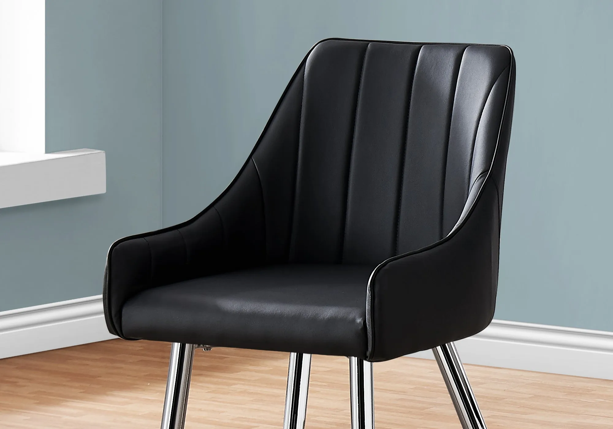 Black Leather-Look Dining Chair - Set of 2