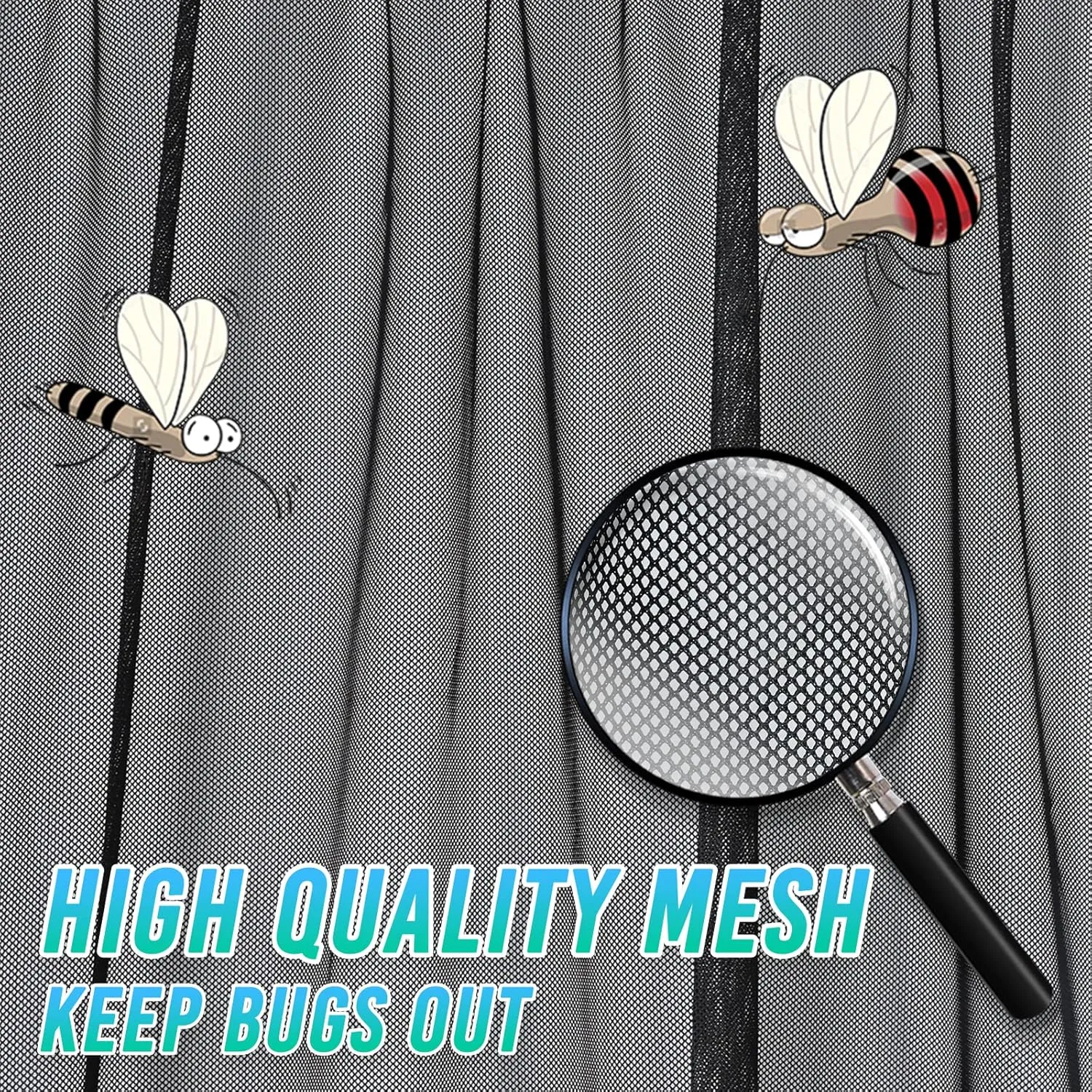 BLACKHORSE-RACING Magnetic Van Bug Fly Screen Replacement for Mercedes Sprinter Vans and Other Campervans, Magnetic Mosquito Net for Motorhome RV Sliding Door Van Screen Bug Mesh - Medium