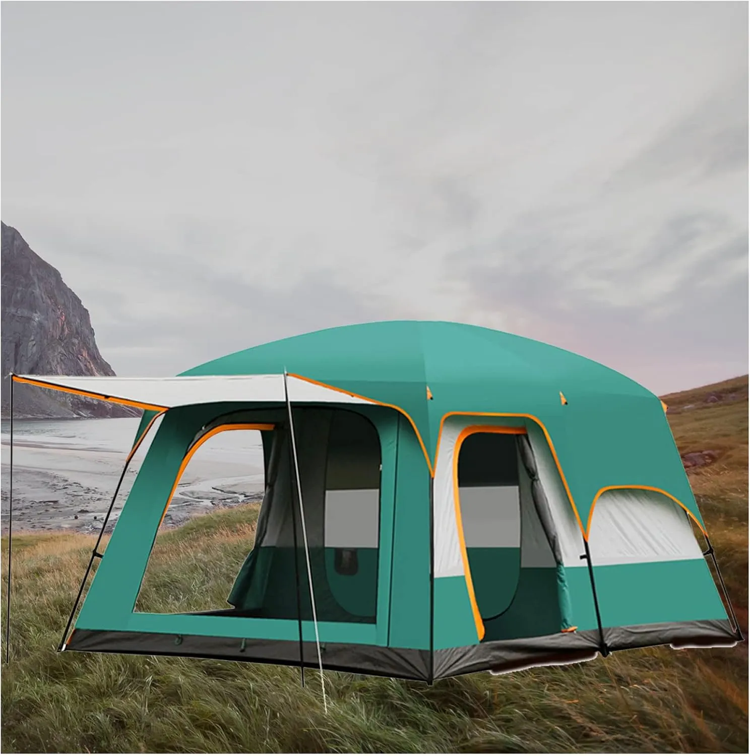 Blackout Tent 5 to 8 People Sun Protection,Ventilation Teepee Adult Practical and Stable Tipi Tents for Camping for Family Camping,Hiking Party