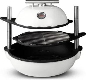 Bola Grill Master | Completely Adjustable & Rotatable Tabletop-Safe Charcoal BBQ Grill (Sea Salt White)
