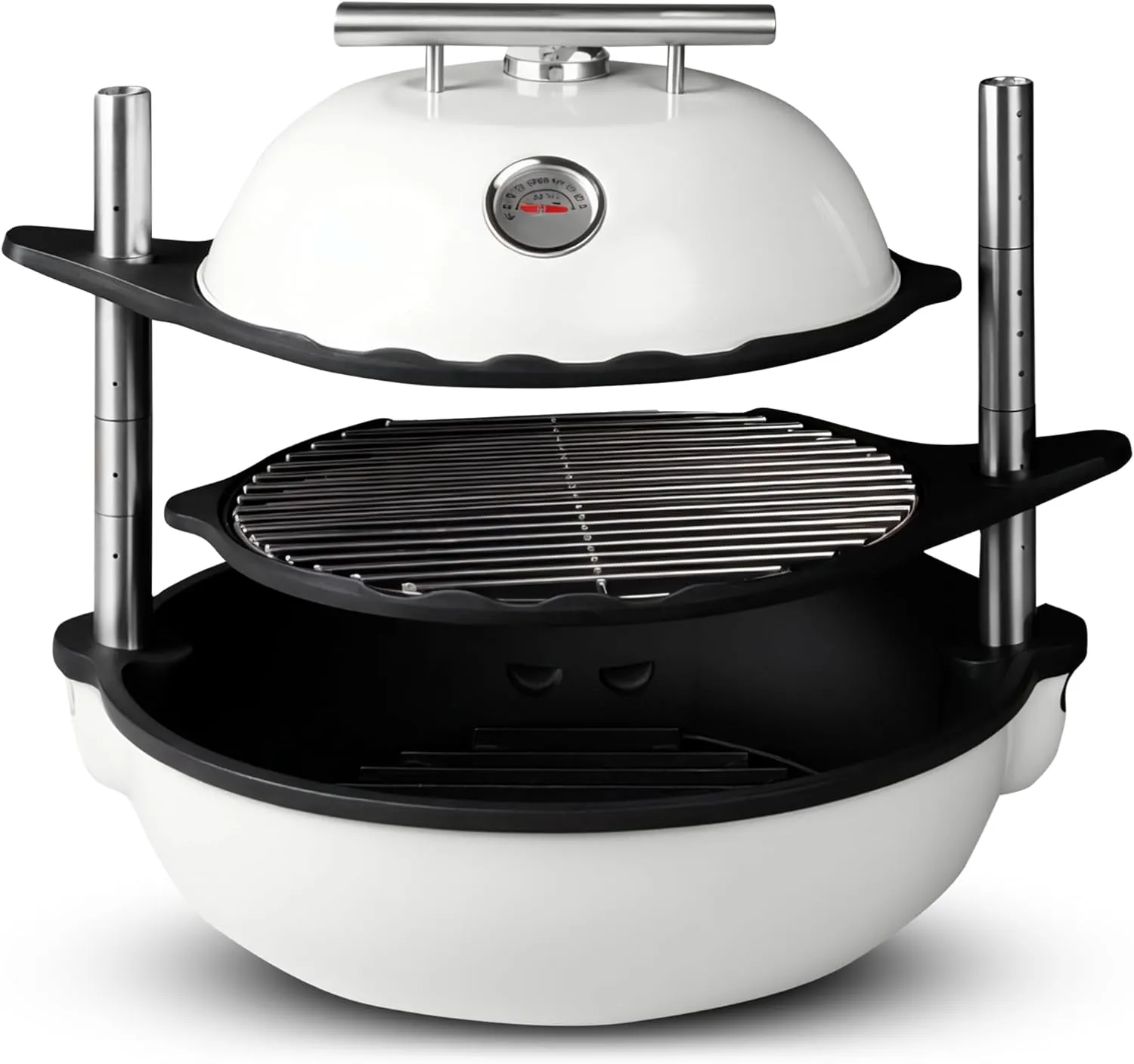 Bola Grill Master | Completely Adjustable & Rotatable Tabletop-Safe Charcoal BBQ Grill (Sea Salt White)