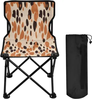 Brown Black Leopard Portable Outdoor Folding Chair Anti-Slip Padded Oxford Cloth Stool Camping Chair Small for Beach Hiking Fishing Gardening Quad Camp Chair
