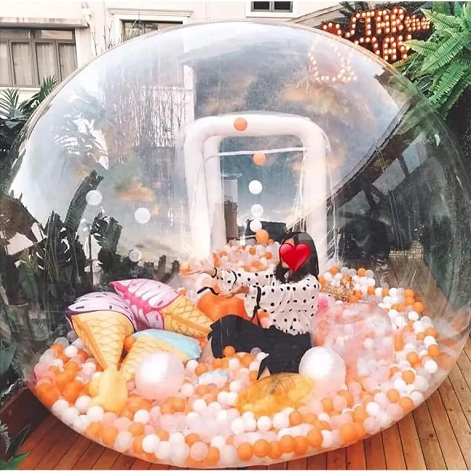 Bubble Tent Dome House 3/4/5 M Diameter Inflatable Transparent Bubble Balloon House, Transparent Dome Balloon Garden Tent with Hair Dryer, Suitable for Commercial,A,13FT
