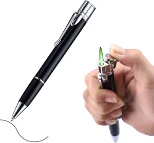 Butane Torch Lighter - Ballpoint Pen Lighter, Windproof Solar Beam Torch, Refillable Adjustable Green Flame Cool Lighter for Candle Camping BBQ Kitchen, Mens Gifts (Without Gas) (Black)