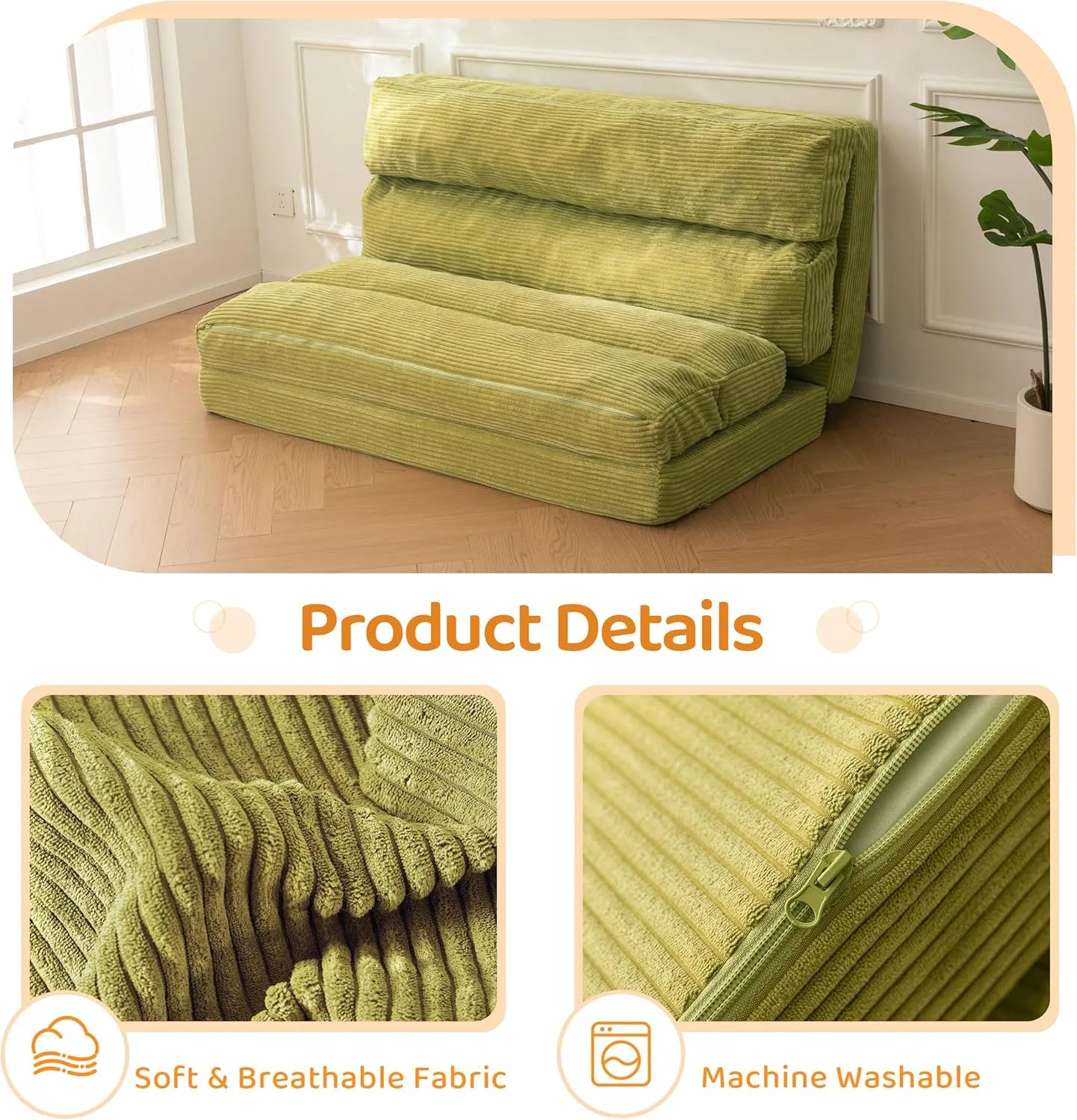BYBYME Giant Bean Bag Chair & Bed – Foldable Bean Bag Couch for Adults with Removable Faux Fur Cover for Living Room, Bedroom