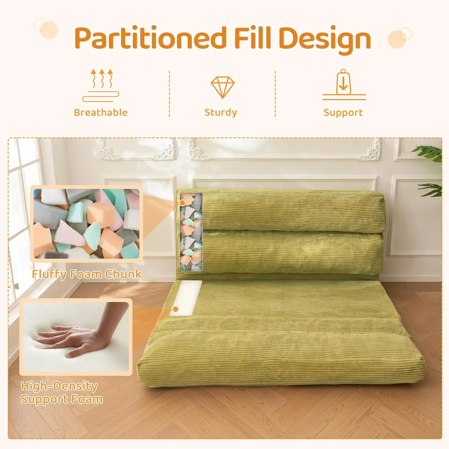 BYBYME Giant Bean Bag Chair & Bed – Foldable Bean Bag Couch for Adults with Removable Faux Fur Cover for Living Room, Bedroom