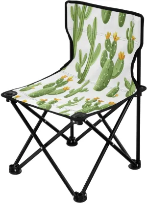 Cactus Portable Outdoor Folding Chair Anti-Slip Padded Oxford Cloth Stool Camping Chair Small for Beach Hiking Fishing Gardening Quad Camp Chair