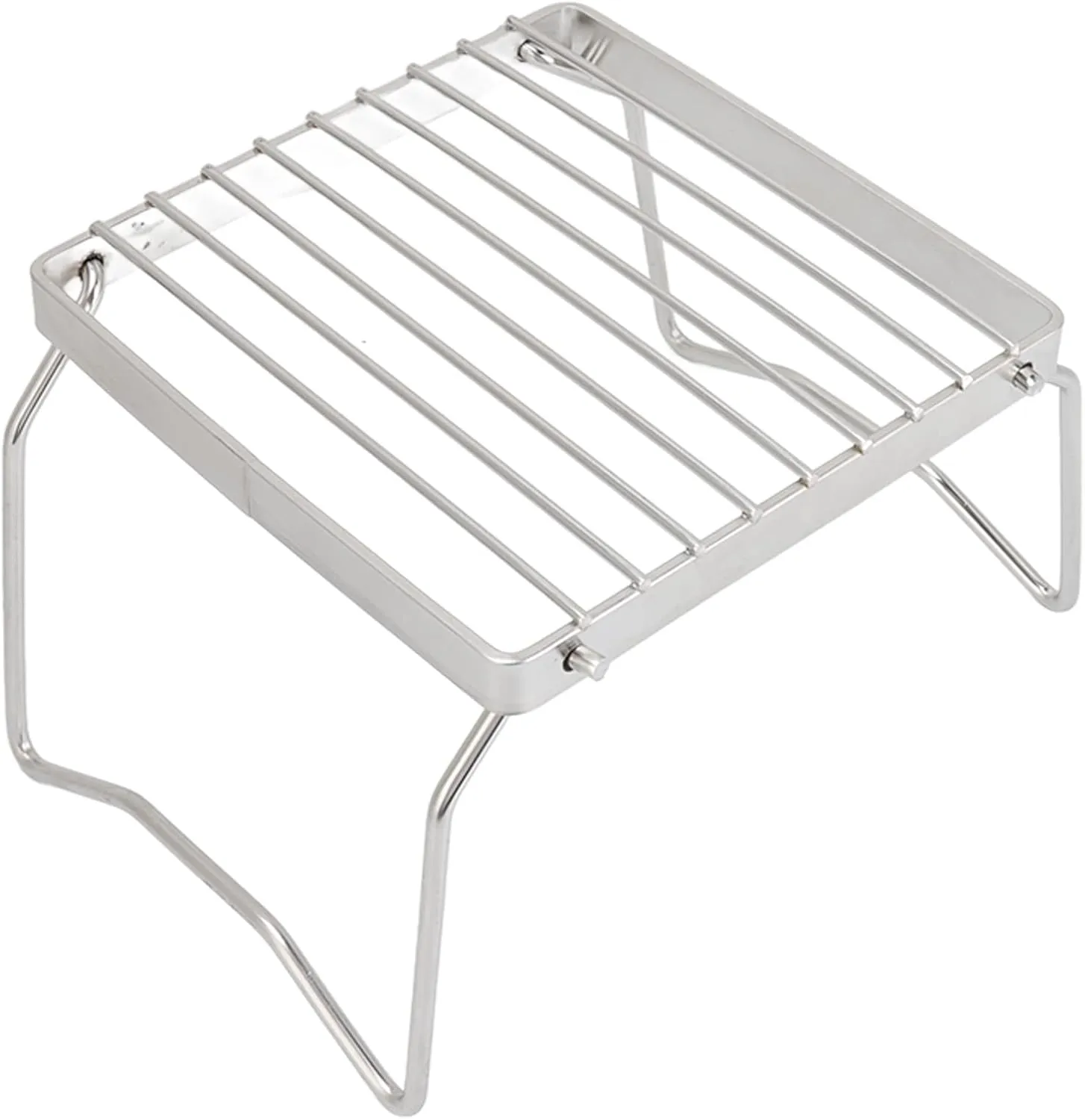 Camp Grill with Foldable Legs, Stainless Steel Folding Campfire Grill Grid Shape Camping Grate Portable for Outdoor