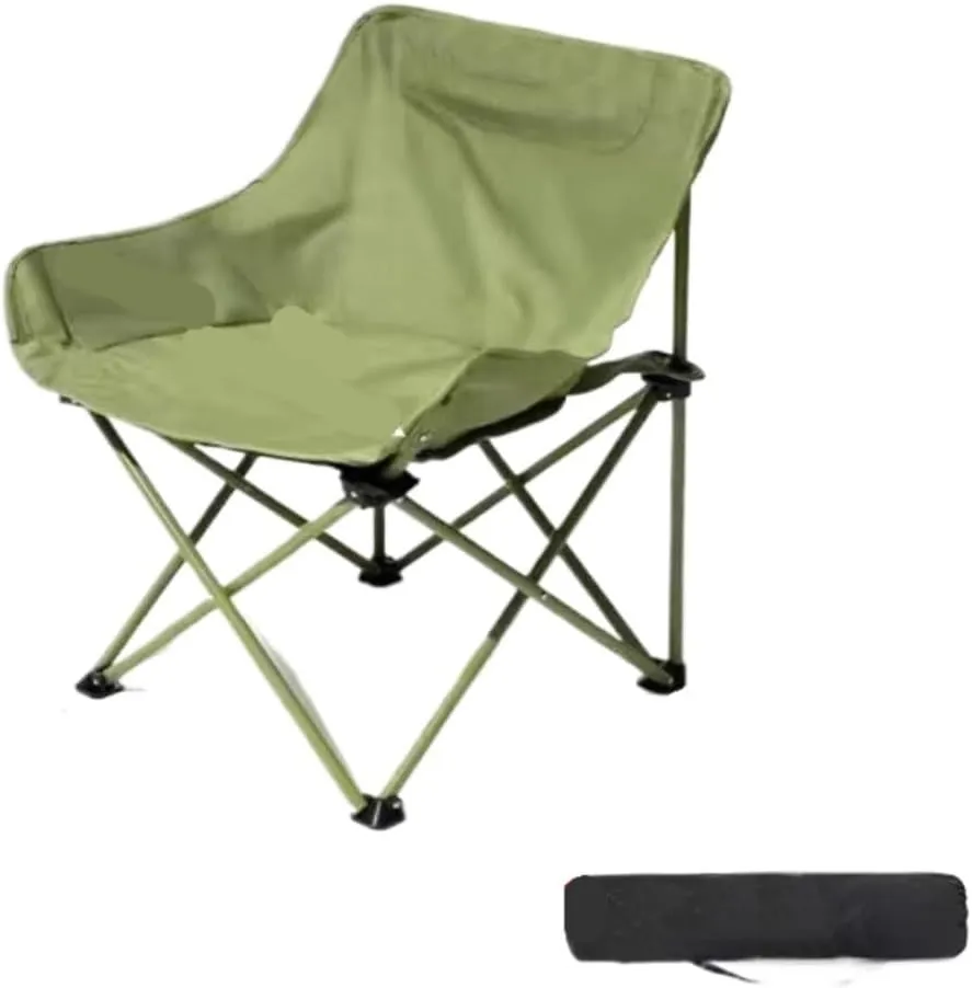 Camp Stool Camping Folding Moon Chair Chair Outdoor Portable High Back Chair Home Dining Table Night Market Stall Camping Stool(Green)