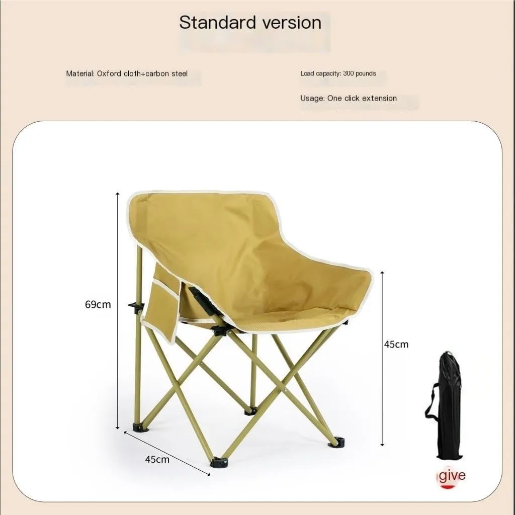 Camp Stool Camping Folding Moon Chair Chair Outdoor Portable High Back Chair Home Dining Table Night Market Stall Camping Stool(Green)