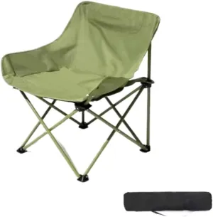 Camp Stool Camping Folding Moon Chair Chair Outdoor Portable High Back Chair Home Dining Table Night Market Stall Camping Stool(Green)
