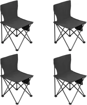 Camping Chairs 4 Pack,4 Pack Folding Camping Chairs with Carrying Bag, Lawn Chairs Camp Chair Beach Chair Portable Folding Camping Chairs Lightweight Foldable Sports Chair, Black