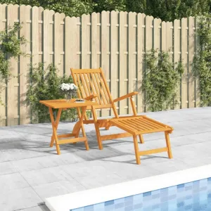 Camping Chairs Beach Chair Outdoor Chairs Patio Furniture Patio Deck Chair with Footrest and Table Solid Wood Acacia for Patio, Poolside, Beach,Camping