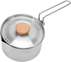 Camping Coffee Pot, 1L Portable Camping Kettle, Stainless Steel Camping Tea Pot, Outdoor Kettle Pot, Camp Cooking Pot, Backpacking Pot with Lid and Handle for Camping Hiking Picnic