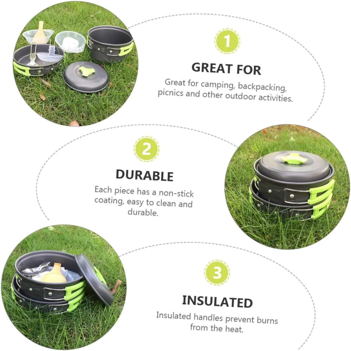 Camping Cookware Portable Cooking Pots with Folding Handle for Outdoor Activities Hiking and Picnics