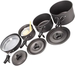 Camping Cookware Set 4pc Portable Picnic Pot Non-Stick Surface for Outdoor Activities