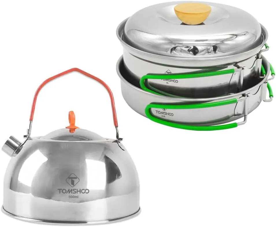 Camping Cookware Set, Camping Pots and Pans Set, Collapsible Camping Cookware, Suitable for All Stove Types