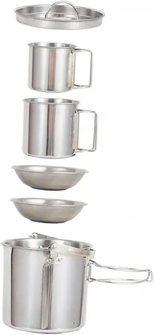 Camping Cookware Set Collapsible Bowls Lid Stainless Steel Tableware for Outdoor