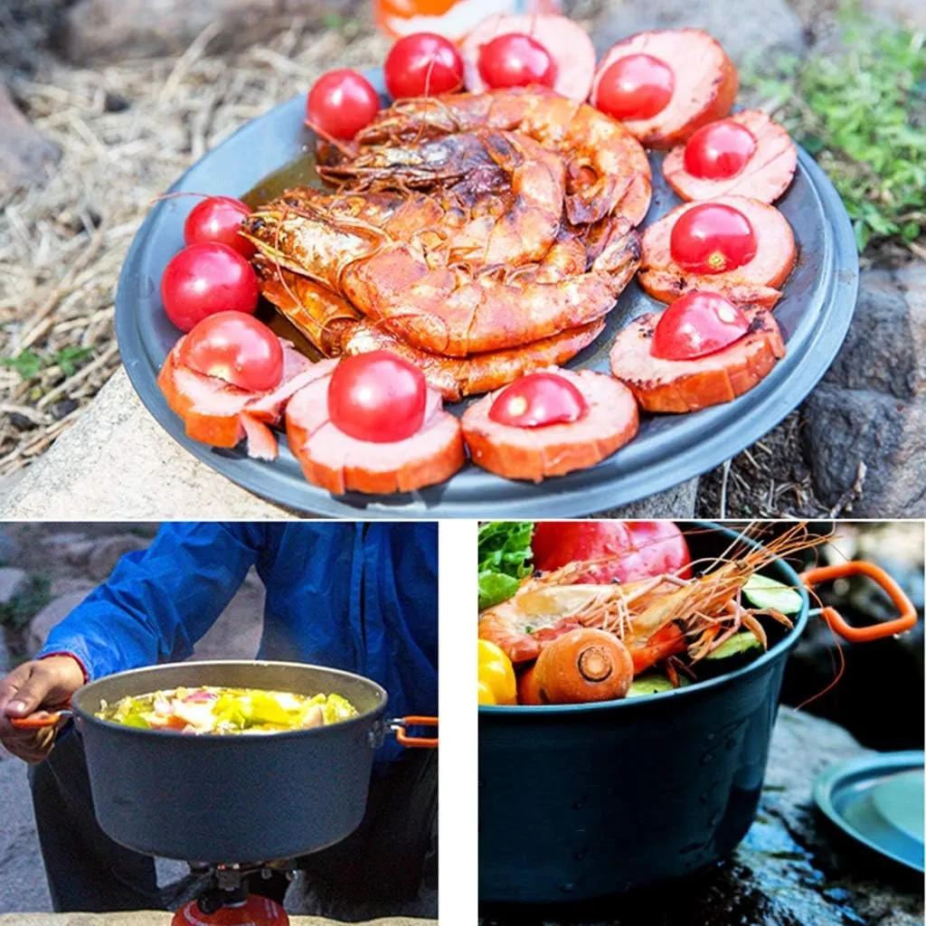 Camping Cookware Set Lightweight and Portable Aluminum Alloy Large-Capacity Courtyard Hot Pot for Trekking Hiking Picnic Pots & Pans
