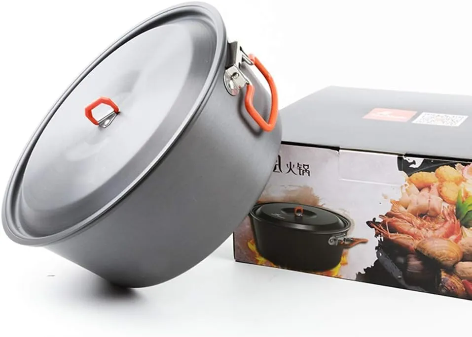 Camping Cookware Set Lightweight and Portable Aluminum Alloy Large-Capacity Courtyard Hot Pot for Trekking Hiking Picnic Pots & Pans