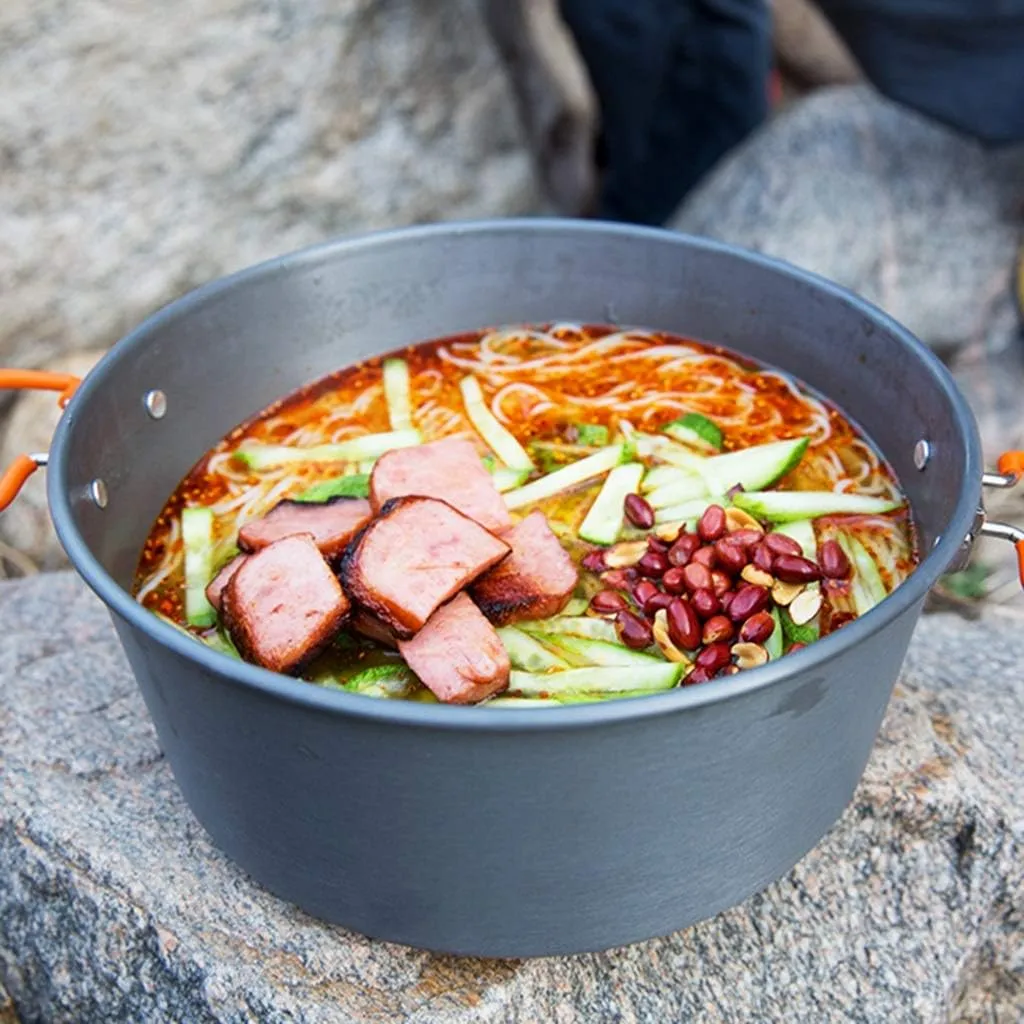 Camping Cookware Set Lightweight and Portable Aluminum Alloy Large-Capacity Courtyard Hot Pot for Trekking Hiking Picnic Pots & Pans