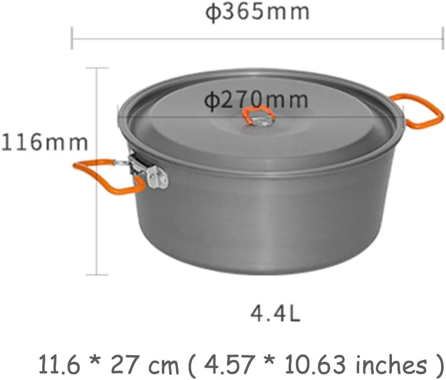 Camping Cookware Set Lightweight and Portable Aluminum Alloy Large-Capacity Courtyard Hot Pot for Trekking Hiking Picnic Pots & Pans