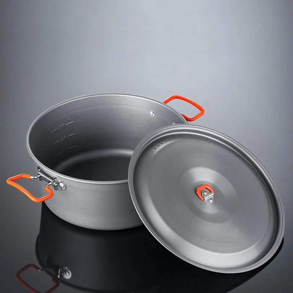 Camping Cookware Set Lightweight and Portable Aluminum Alloy Large-Capacity Courtyard Hot Pot for Trekking Hiking Picnic Pots & Pans
