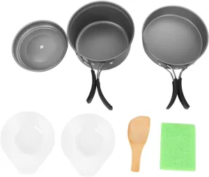 Camping Cookware Set Titanium Pan Collapsible Bowls Hiking Cookware Kit