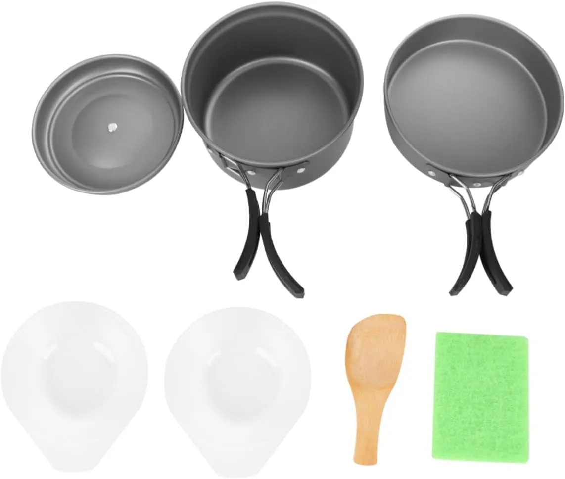 Camping Cookware Set Titanium Pan Collapsible Bowls Hiking Cookware Kit