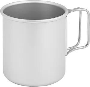 Camping Cup, Hard Anodized Aluminum Backpacking Cup, 2oz/400ml Camping Cookware, with Collapsible Handle, for Outdoors Camping(B)