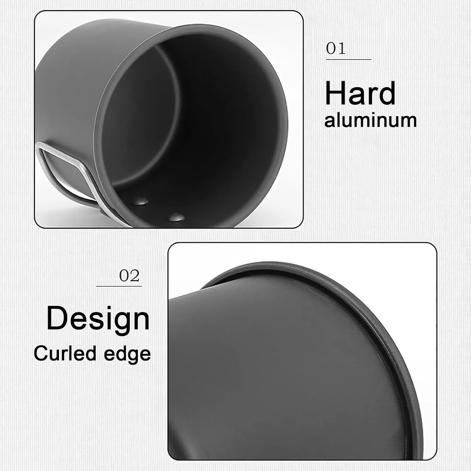 Camping Cup, Hard Anodized Aluminum Backpacking Cup, 2oz/400ml Camping Cookware, with Collapsible Handle, for Outdoors Camping(B)