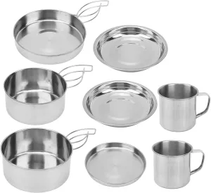 Camping Gear and Gear Camping Cooking Set 23x16x9 8 Piece Portable Cookware Set Hiking Pot Pan Cup Stainless Steel for Picnic BBQ