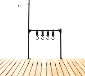 Camping Hanging Rack Camping Lamp Stand Holder Folding Camping Cookware Shelf With Hooks For Camping Fishing Picnics BBQ Camping Cookware Organizer
