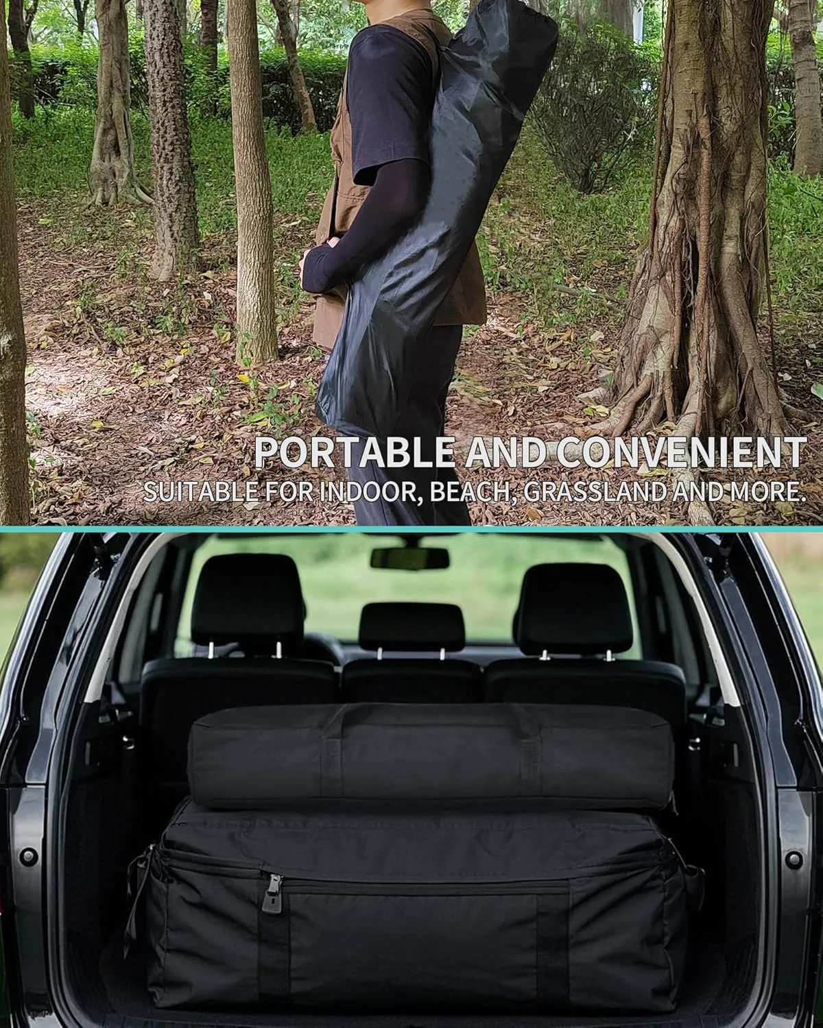 Camping IGT Folding Table, Portable for Outdoor Picnic, Ultralight with Carry Bag, Switchable Tabletop for Multi-Functional Use IGT Beach (Black,Basic)