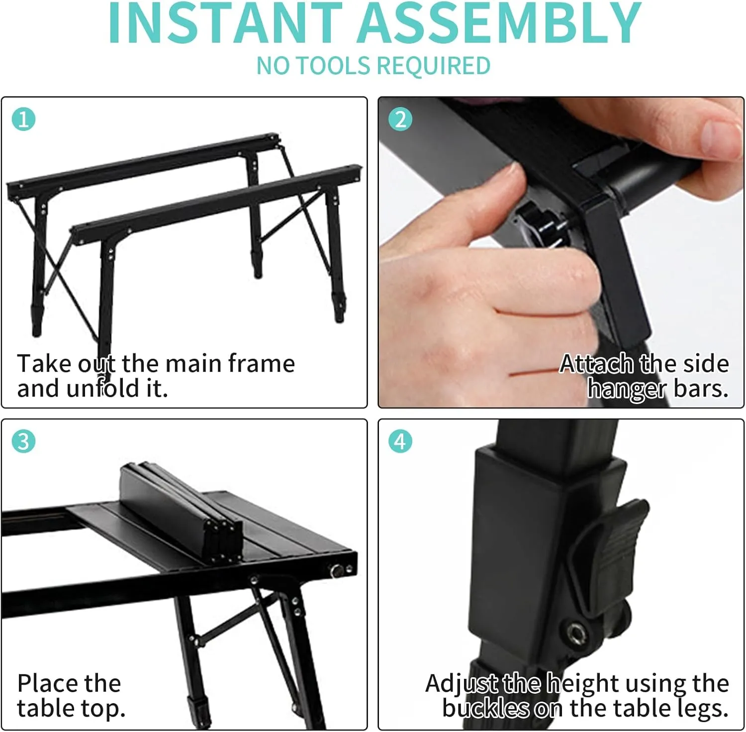 Camping IGT Folding Table, Portable for Outdoor Picnic, Ultralight with Carry Bag, Switchable Tabletop for Multi-Functional Use IGT Beach (Black,Basic)